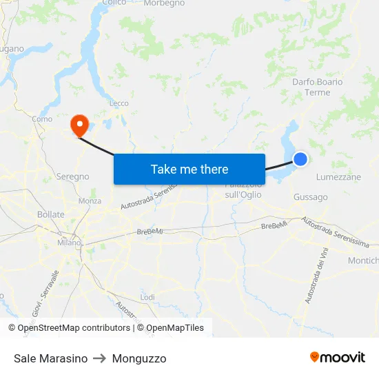 Sale Marasino to Monguzzo map