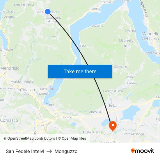 San Fedele Intelvi to Monguzzo map