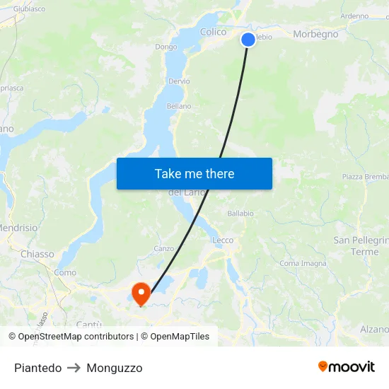 Piantedo to Monguzzo map