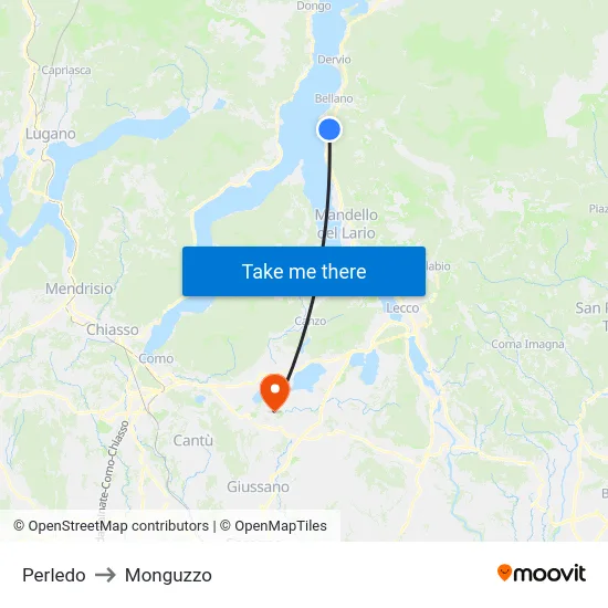 Perledo to Monguzzo map
