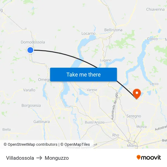 Villadossola to Monguzzo map