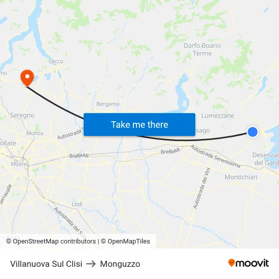 Villanuova Sul Clisi to Monguzzo map
