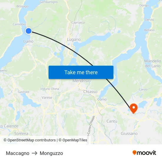 Maccagno to Monguzzo map