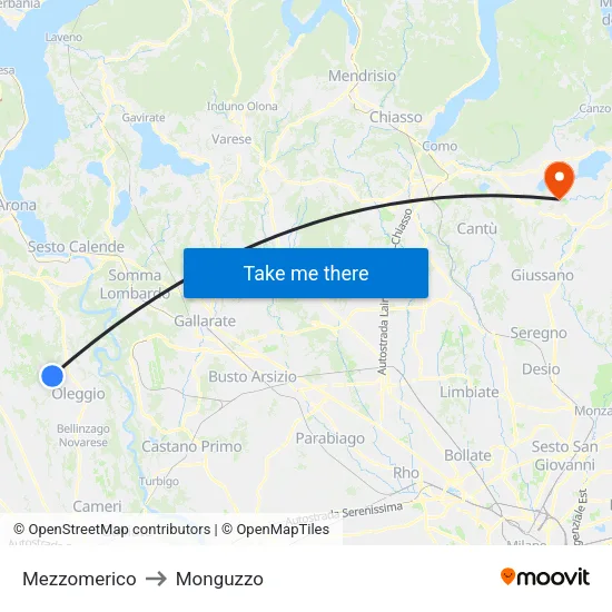 Mezzomerico to Monguzzo map