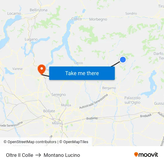 Oltre Il Colle to Montano Lucino map