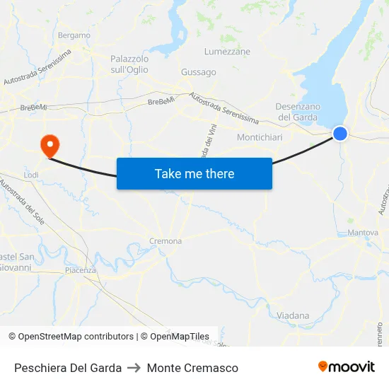 Peschiera Del Garda to Monte Cremasco map