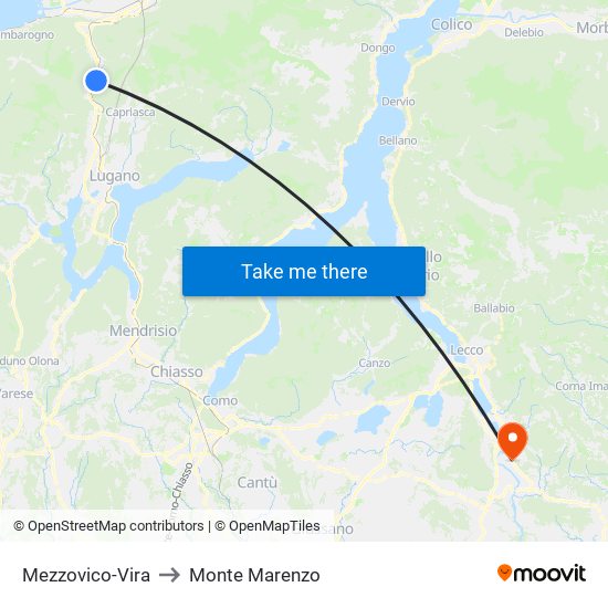 Mezzovico-Vira to Monte Marenzo map