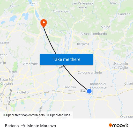 Bariano to Monte Marenzo map