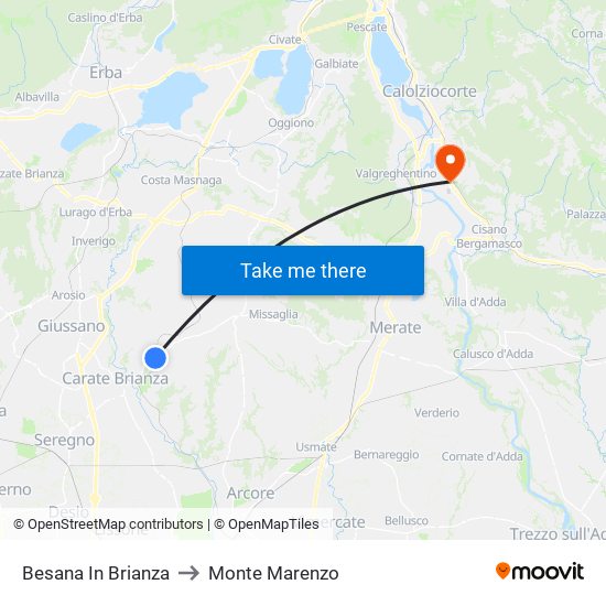 Besana In Brianza to Monte Marenzo map