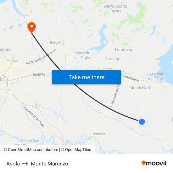 Asola to Monte Marenzo map