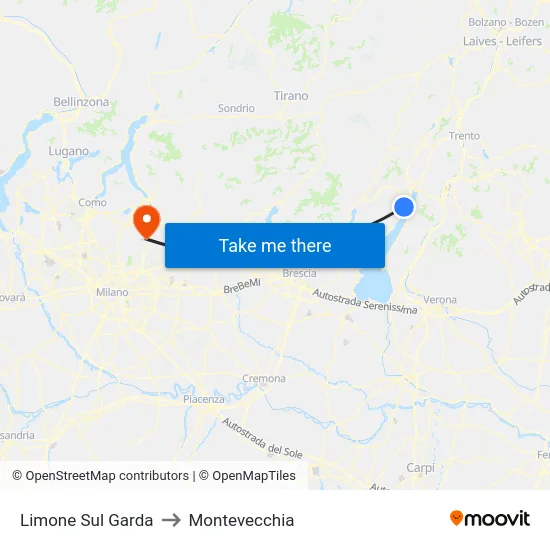 Limone Sul Garda to Montevecchia map