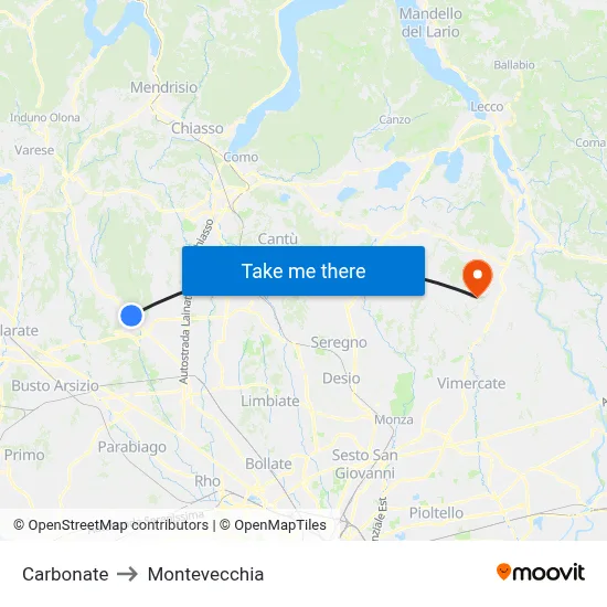 Carbonate to Montevecchia map