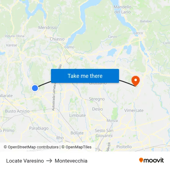 Locate Varesino to Montevecchia map