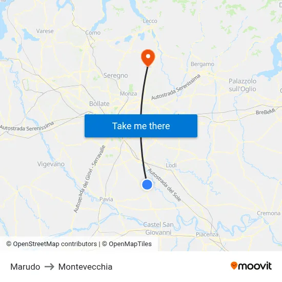 Marudo to Montevecchia map
