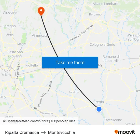 Ripalta Cremasca to Montevecchia map