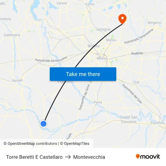 Torre Beretti e Castellaro to Montevecchia map