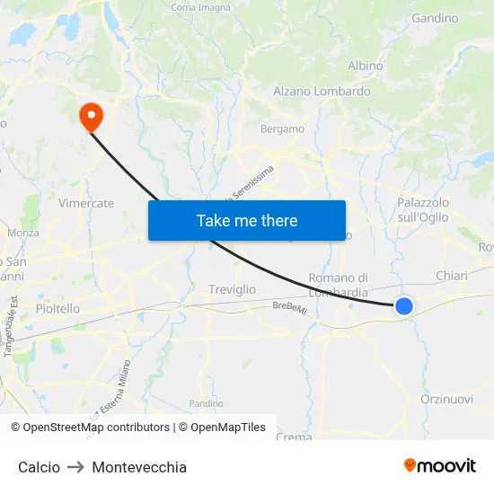 Soccer to Montevecchia map