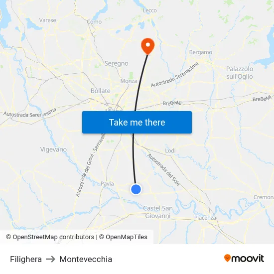 Filighera to Montevecchia map
