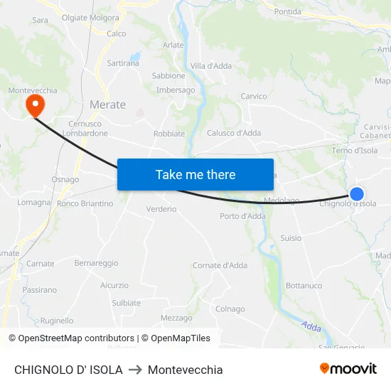 CHIGNOLO D' ISOLA to Montevecchia map