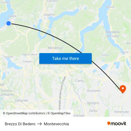 Brezzo Di Bedero to Montevecchia map