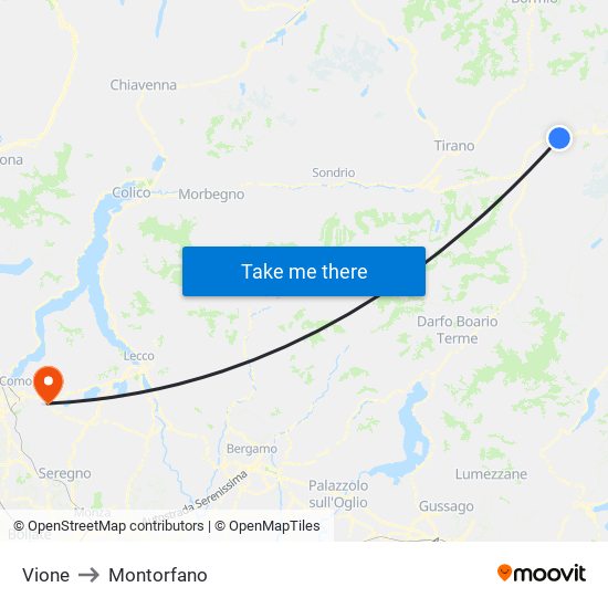 Vione to Montorfano map