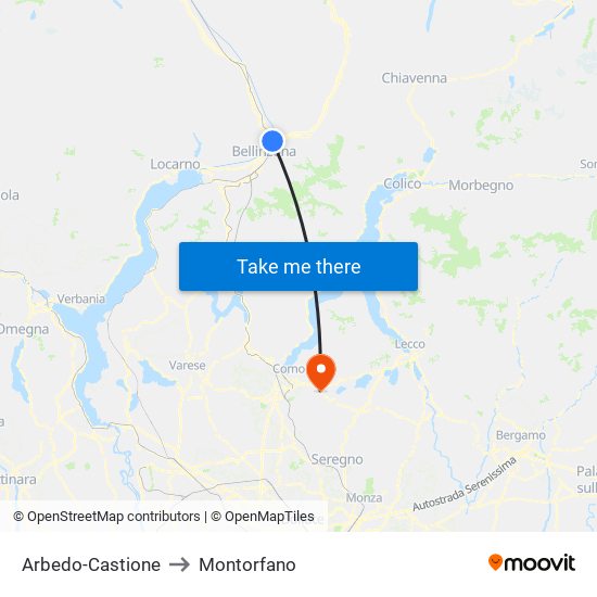 Arbedo-Castione to Montorfano map