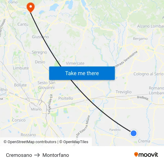 Cremosano to Montorfano map