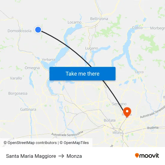 Santa Maria Maggiore to Monza map
