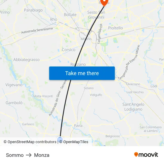 Sommo to Monza map