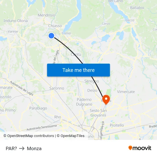 Parre to Monza map