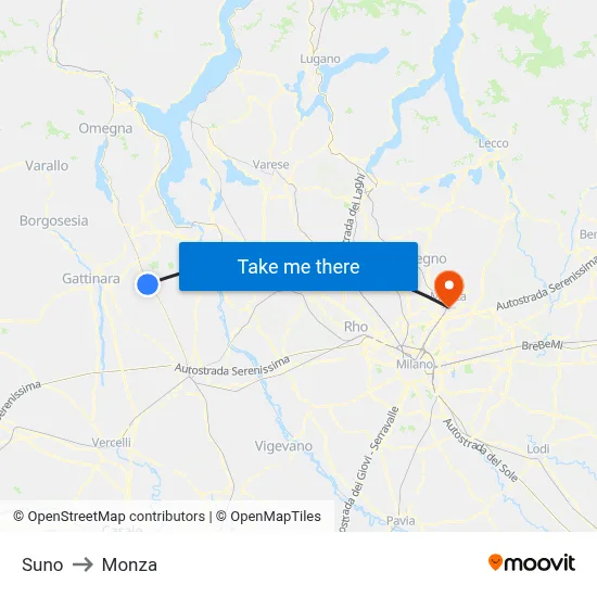 Suno to Monza map
