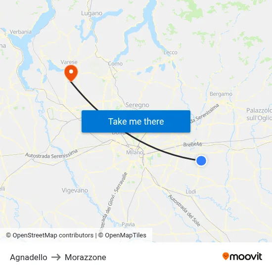 Agnadello to Morazzone map