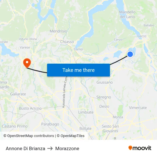 Annone di Brianza to Morazzone map