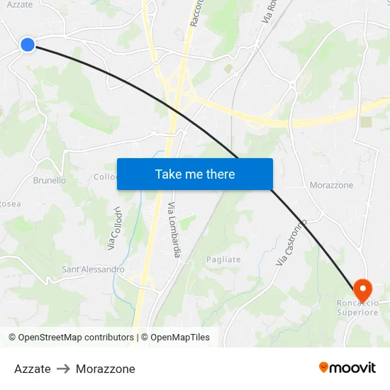 Azzate to Morazzone map