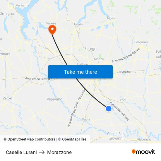 Caselle Lurani to Morazzone map