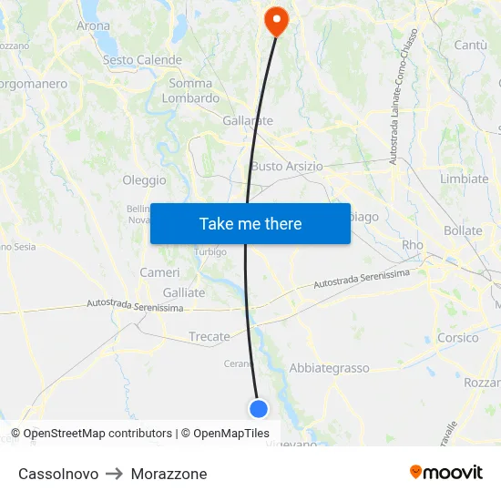 Cassolnovo to Morazzone map
