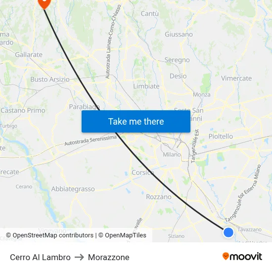 Cerro Al Lambro to Morazzone map