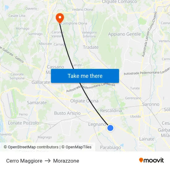 Cerro Maggiore to Morazzone map