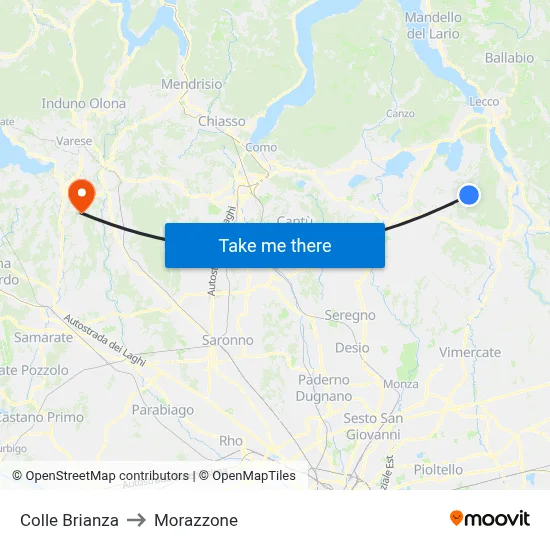 Colle Brianza to Morazzone map