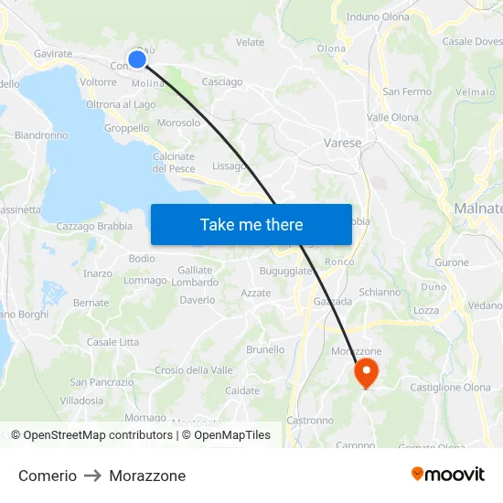 Comerio to Morazzone map