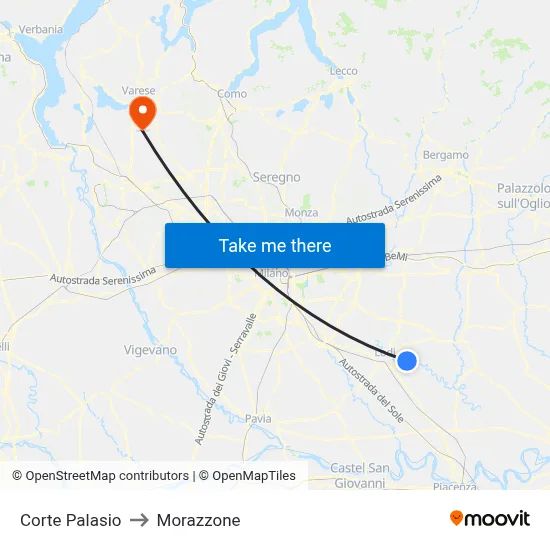 Corte Palasio to Morazzone map