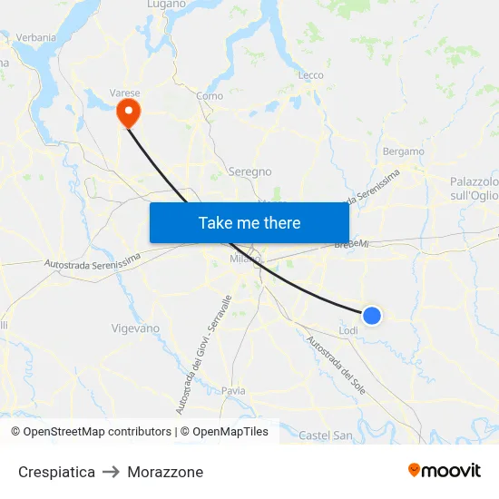 Crespiatica to Morazzone map