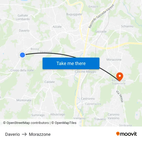 Daverio to Morazzone map