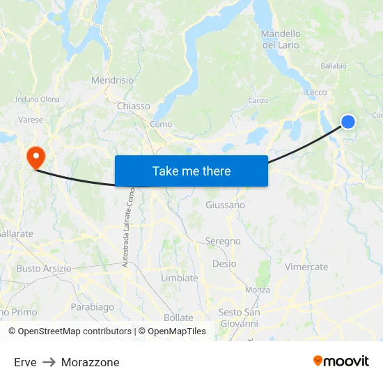 Erve to Morazzone map