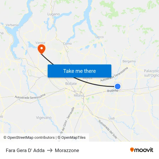 Fara Gera D' Adda to Morazzone map