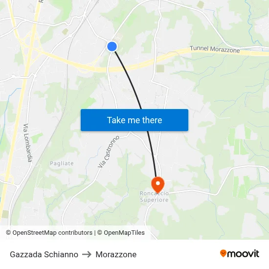 Gazzada Schianno to Morazzone map