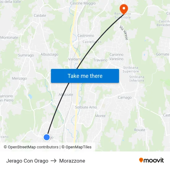 Jerago con Orago to Morazzone map