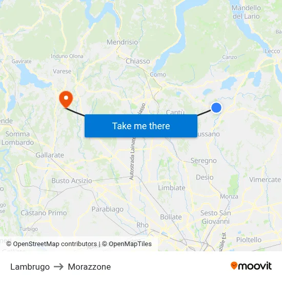 Lambrugo to Morazzone map
