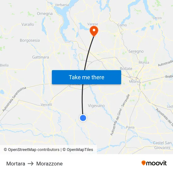 Mortara to Morazzone map