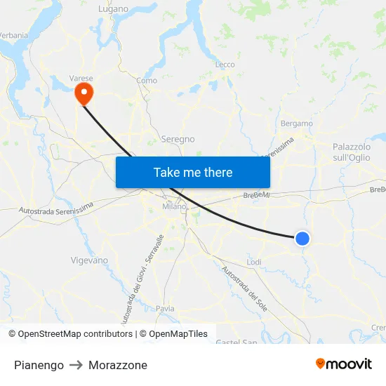 Pianengo to Morazzone map